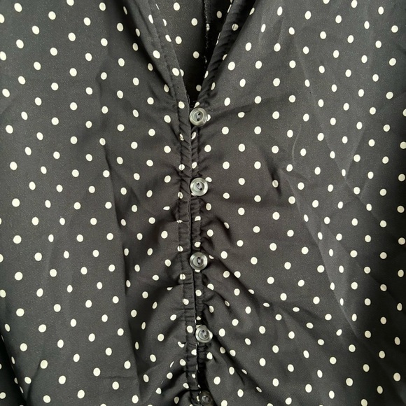 New York & Company City Stretch Polka Dot Button Up Blouse Office Workwear Sz 14 - Picture 6 of 16